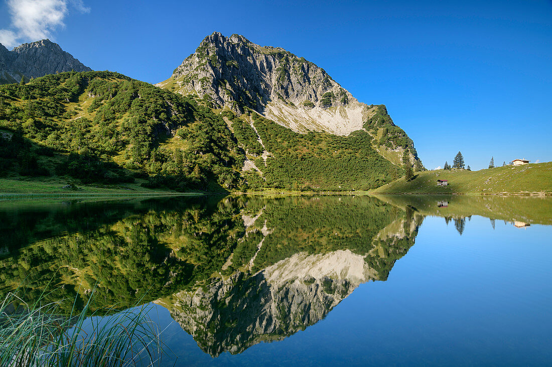 Rubihorn reflected in Untere Gaisalpsee, Unterer Gaisalpsee, Allgäu Alps, Allgäu, Swabia, Bavaria, Germany