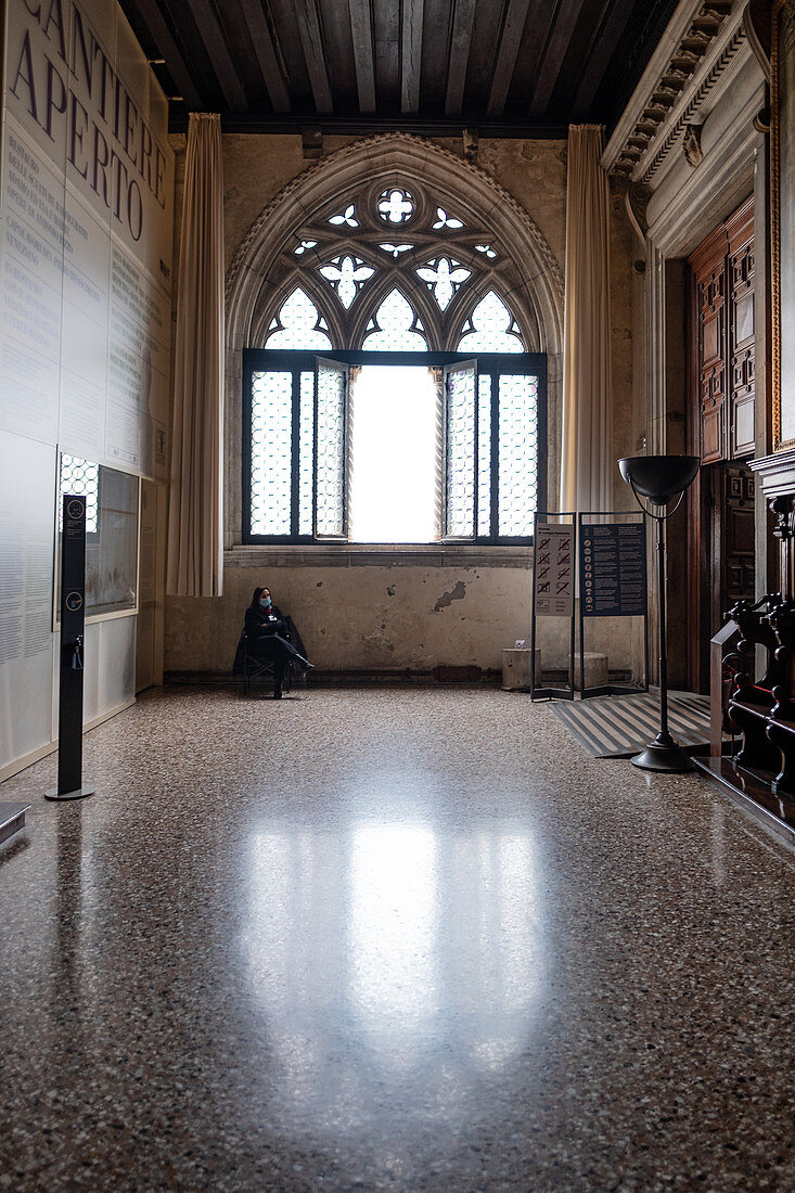 View from the window of the Doge's Palace on the Venice lagoon, Palazzo Ducale, San Marco, Venice, Veneto, Italy, Europe