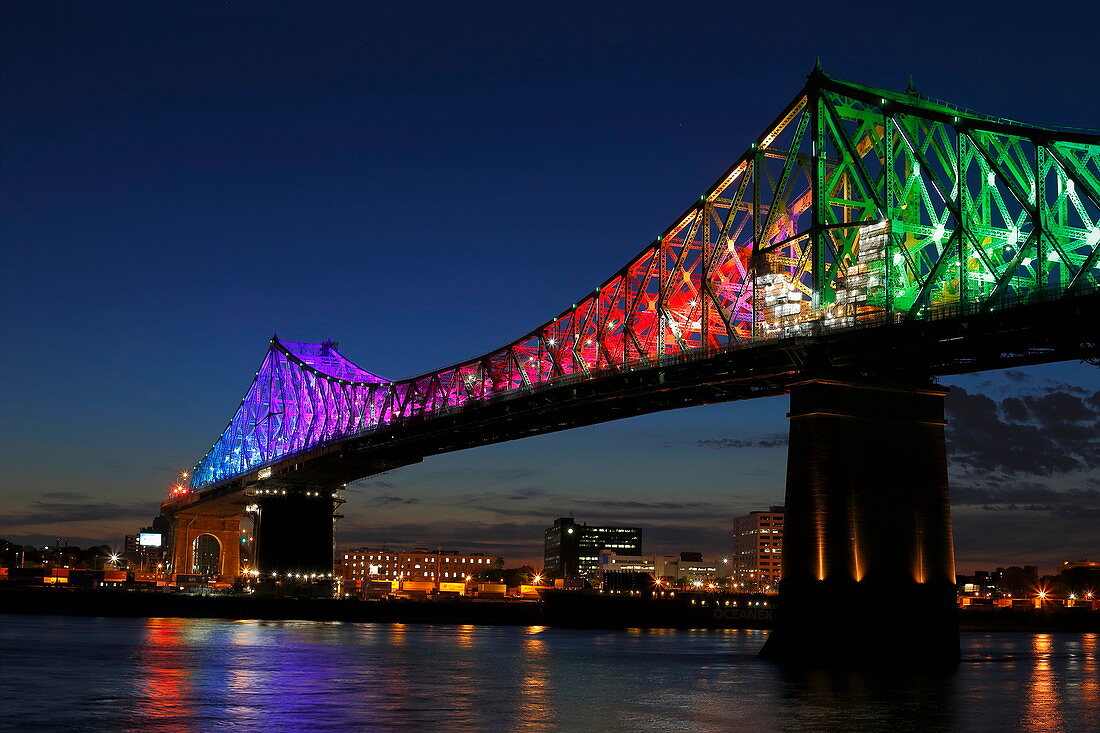 Iluminated Jacques Cartier Bridge, Montreal, Quebec, Canada