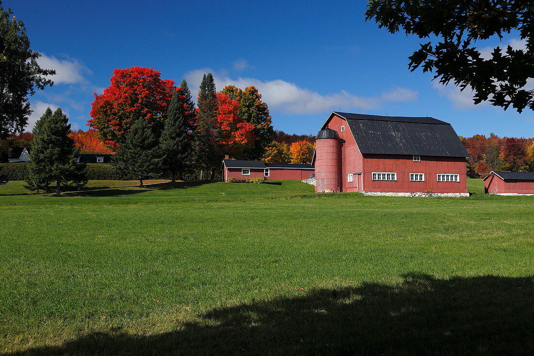 Red barn in Countryside Quebec; Canada