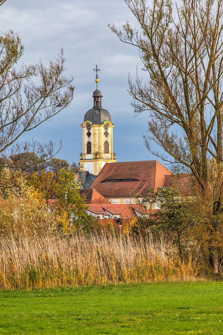 View of the church of Scheinfeld, Neustadt an der Aisch, Middle Franconia, Franconia, Bavaria, Germany, Europe