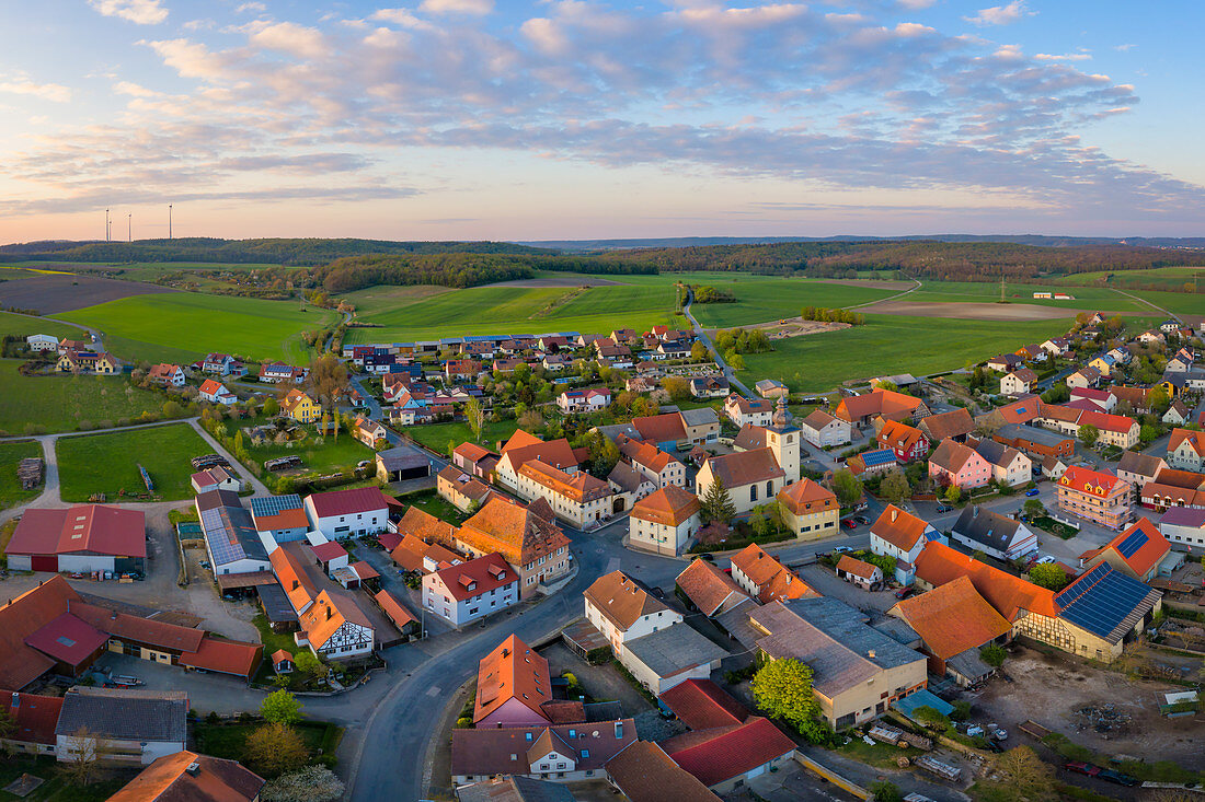 Aerial view of Altmannshausen, Markt Bibart, Neustadt an der Aisch, Middle Franconia, Franconia, Bavaria, Germany, Europe