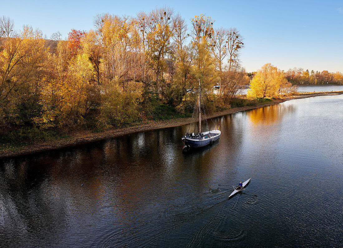 Der Rhein bei Bad Honnef im Herbst, Nordrhein-Westfalen, Deutschland