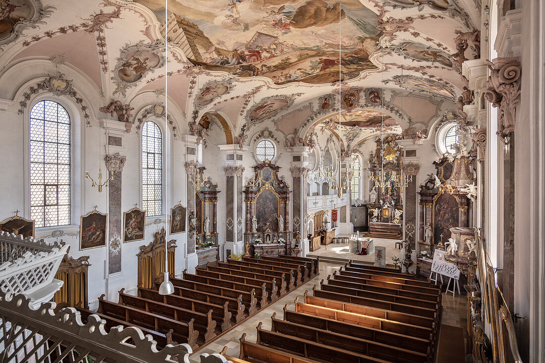 Fresken in Pfarrkirche St Martinus, Erbach, Alb-Donau Kreis, Donau, Baden-Württemberg, Deutschland