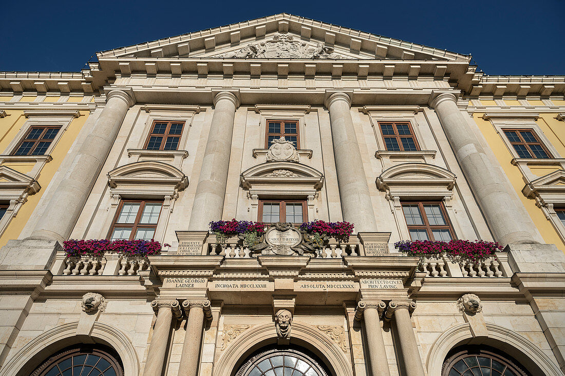 magnificent facade of the town hall in Lauingen, Dillingen district, Bavaria, Danube, Germany