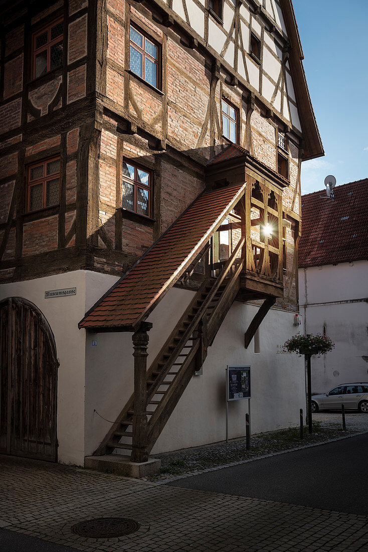 historischer Treppenaufgang zum Museum Riedlingen, Landkreis Biberach, Baden-Württemberg, Donau, Deutschland