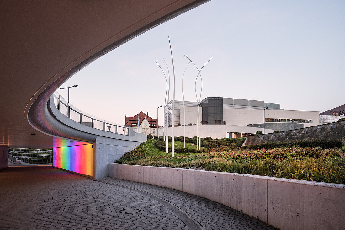 modern underpass with projections in Tuttlingen, Baden-Wuerttemberg, Danube, Germany