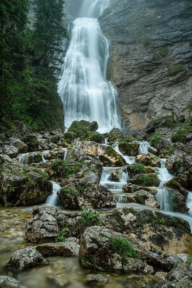 The waterfalls at the Kenzenhütte, Allgäu, Bavaria, Germany, Europe