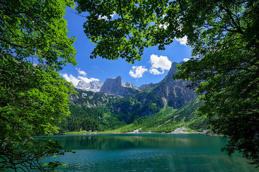 View over the Upper Gosausee to the Dachstein massif, Gosau, Gosauseen, Upper Austria, Austria, Europe