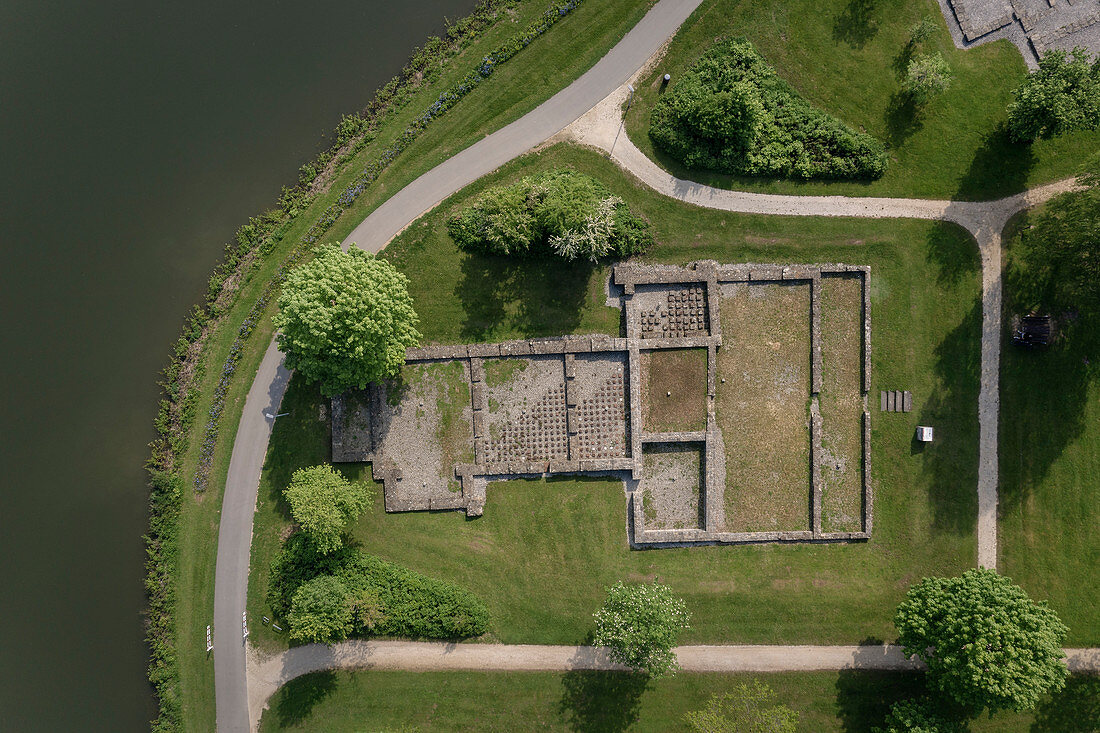 UNESCO World Heritage Site &quot;Frontiers of the Roman Empire - Upper Germanic-Raetian Limes&quot;, ruins of the bath house in Rainau-Buch, Aalen, Ostalbkreis, Swabian Alb, Baden-Württemberg, Germany