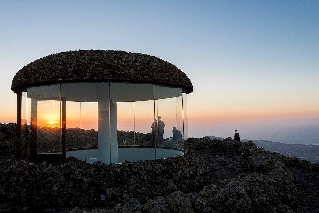 Architectural structure created in the volcanic lava. Mirador del Rio, Lanzarote. Spain