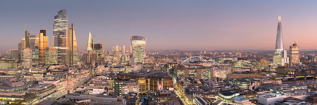 City of London, Square Mile, panorama shows completed 22 Bishopsgate tower, London, England, United Kingdom, Europe
