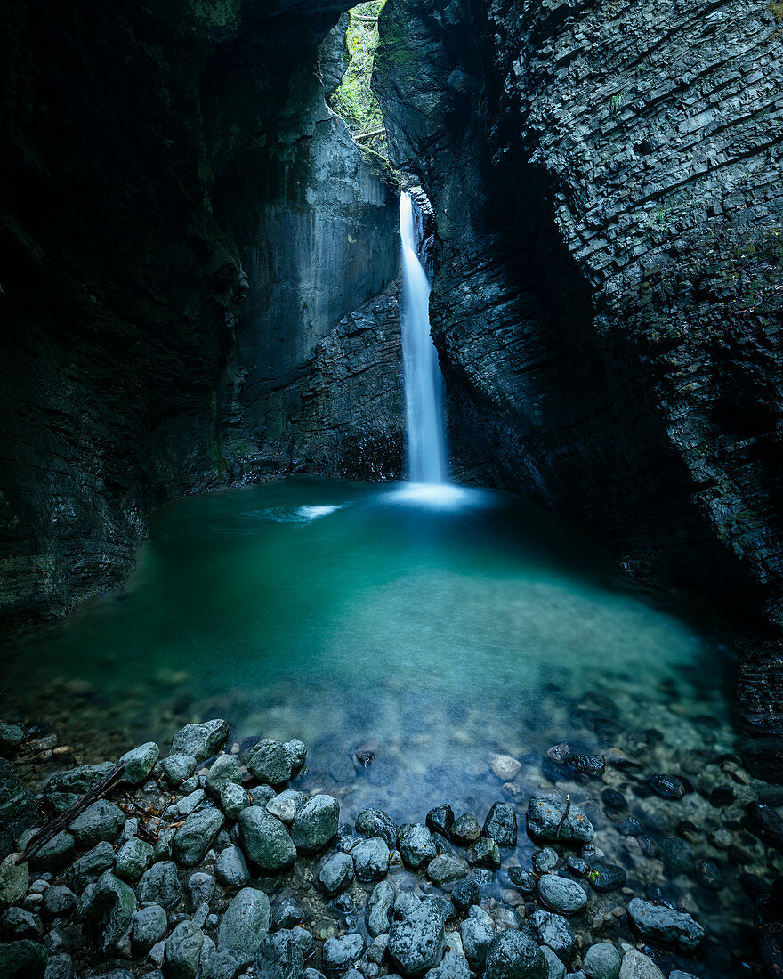 Kobarid Wasserfall, Kobarid, Caporetto, Görz, Triglav Nationalpark, Oberes Krain, Slowenien, Europa