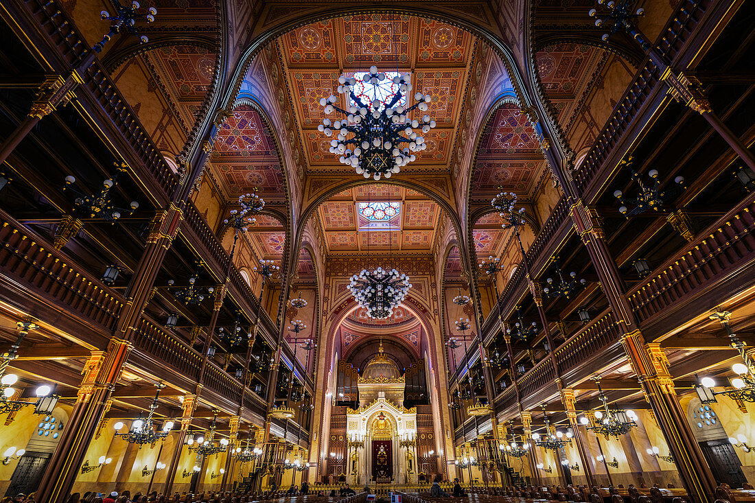 Interior of the Dohany Street Synagogue, Budapest, Hungary, Europe