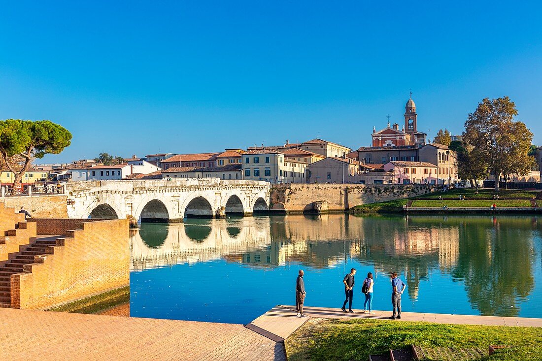 Die Brücke des Tiberius, Rimini, Emilia Romagna, Italien, Europa