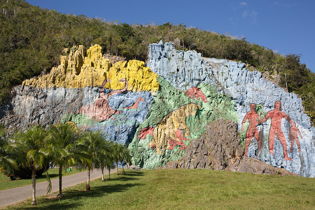 Mural of Prehistory, Vinales Valley, UNESCO World Heritage Site, Cuba, West Indies, Caribbean, Central America