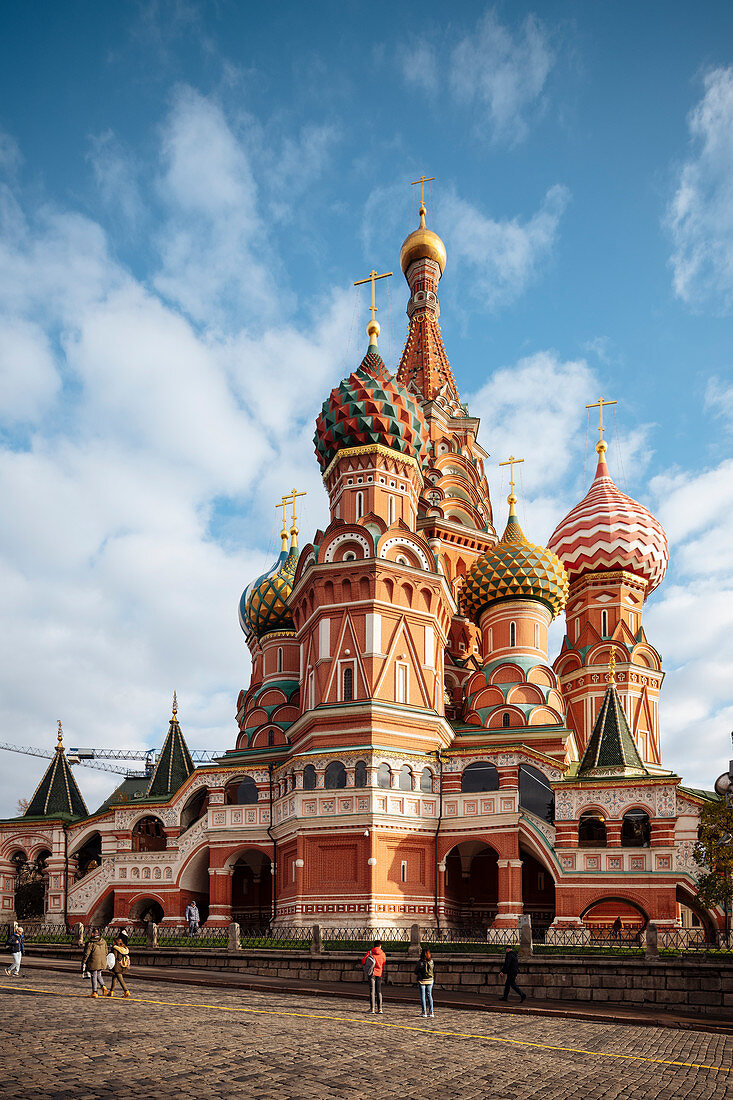 Exterior of St. Basil's Cathedral, Red Square, UNESCO World Heritage Site, Moscow, Moscow Oblast, Russia, Europe