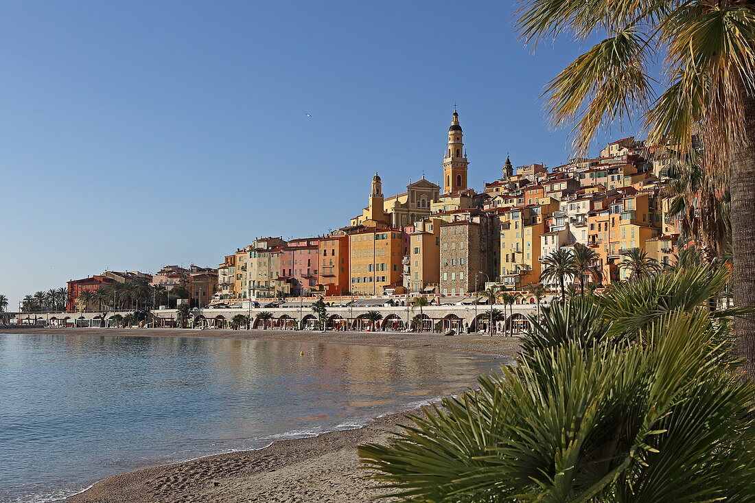 Plage des Sablettes, Menton, Provence-Alpes-Côte d'Azur, Frankreich