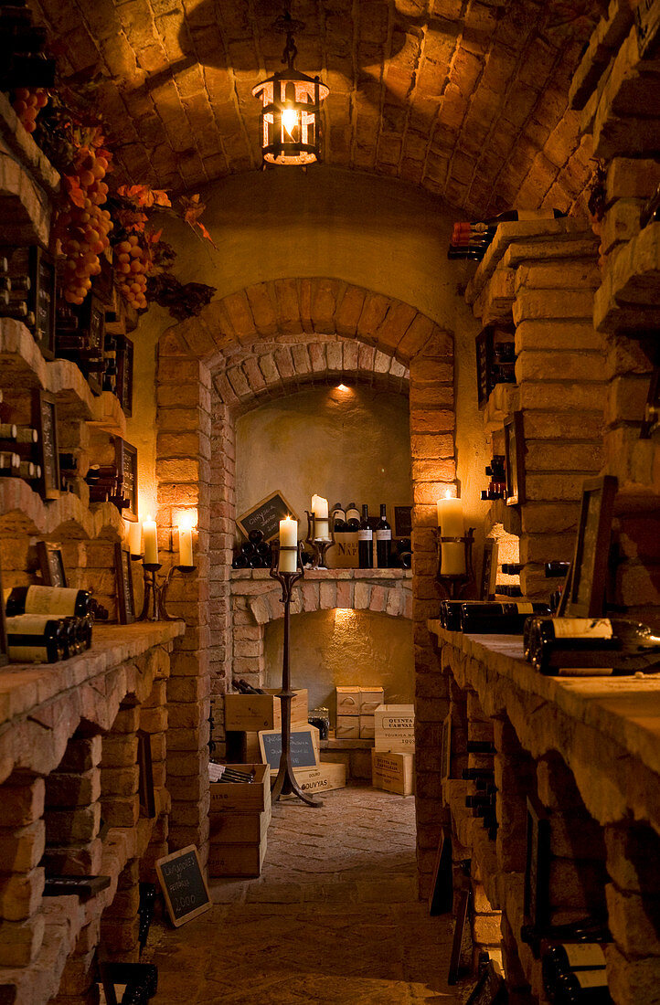 Interior of a Portuguese winecellar built in brick.