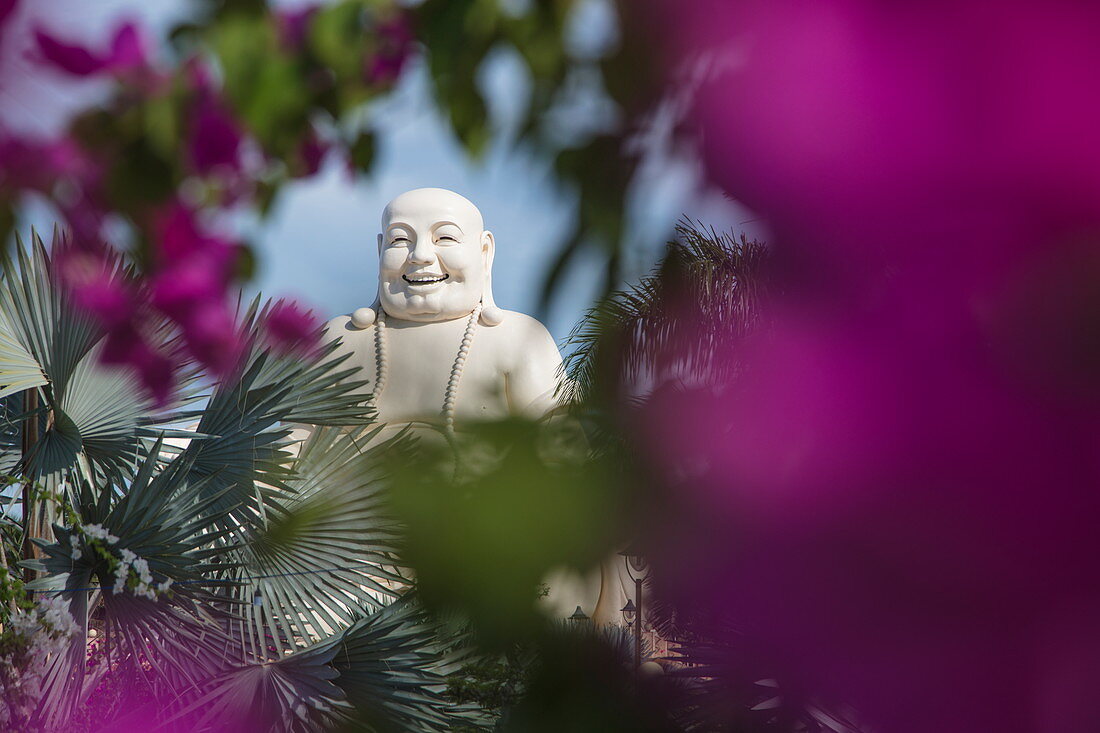 Riesige Buddha Statue an der Vinh Trang Pagode, My Tho, Tien Giang, Vietnam, Asien