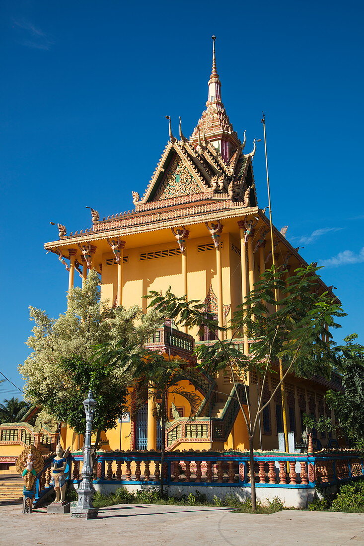 Buddhistischer Tempel, Insel Oknha Tey, Fluss Mekong, nahe Phnom Penh, Kambodscha, Asien