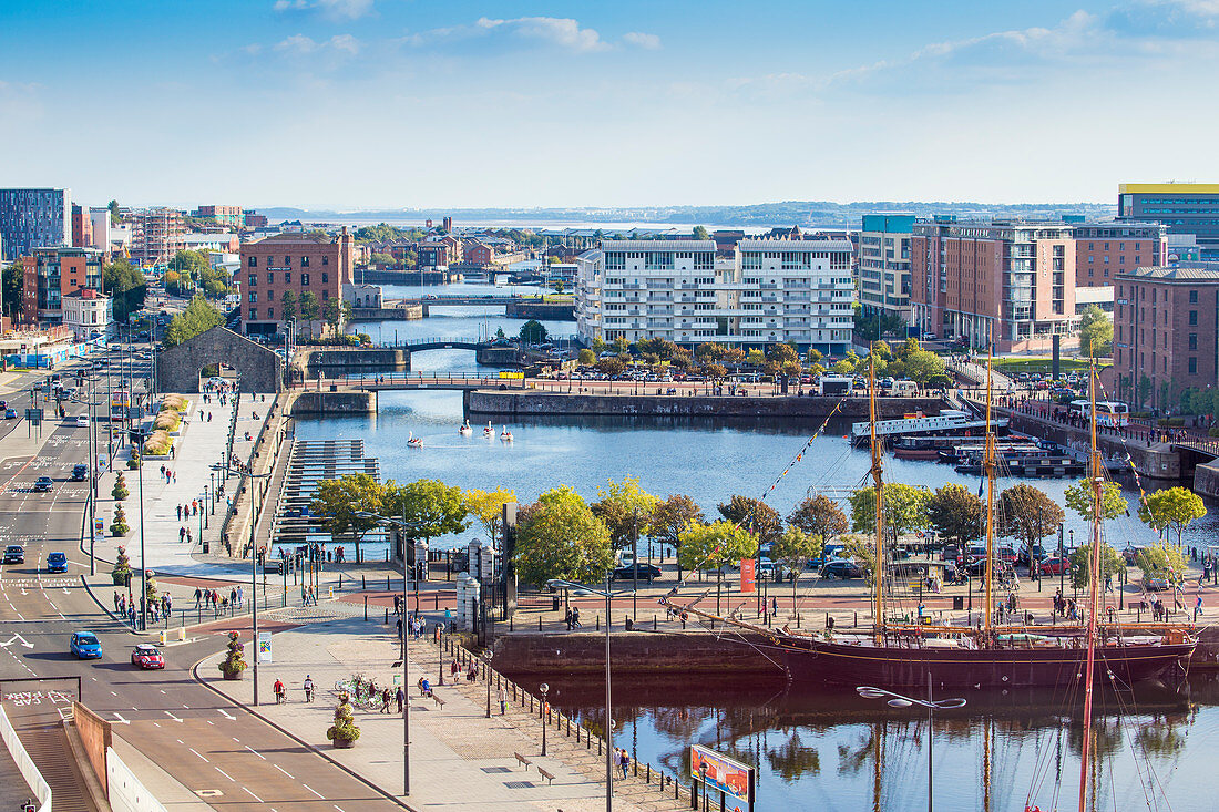 Ansicht von Albert Docks, Liverpool, Merseyside, England, Vereinigtes Königreich, Europa