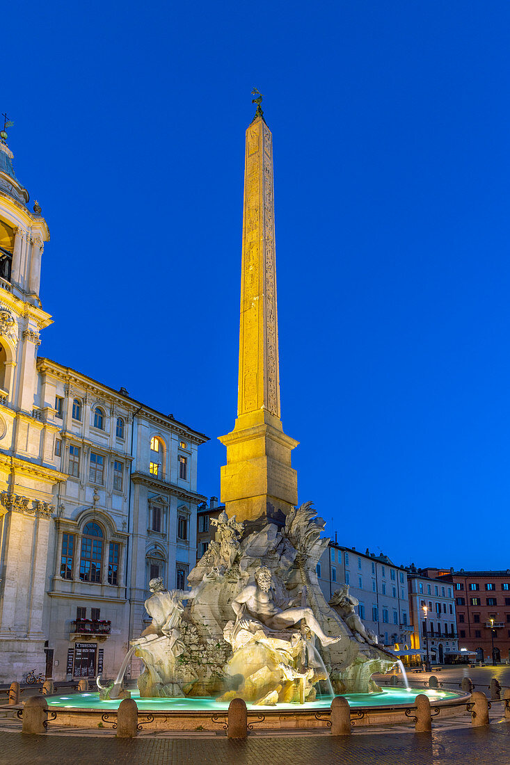 Fontana dei Quattro Fiumi (Brunnen der vier Flüsse), Flussgott Ganges, Piazza Navona, Ponte, Rom, Latium, Italien, Europa