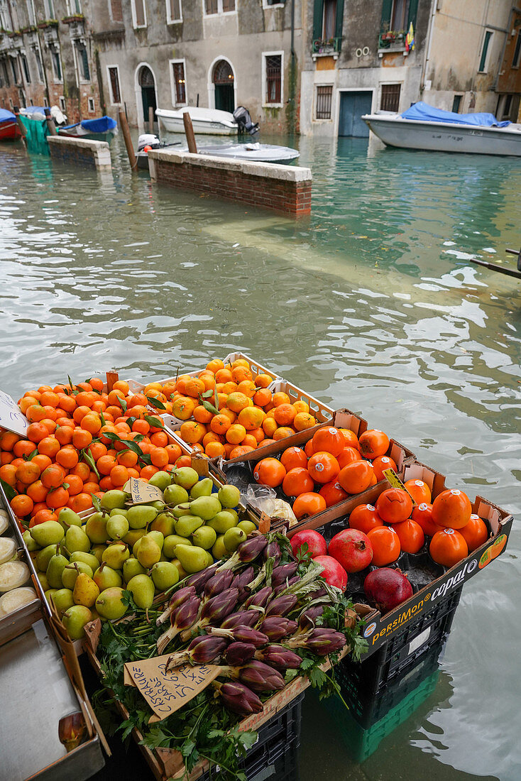 Flut in Venedig im November 2019, Fondamenta della Misericordia, Venedig, UNESCO-Weltkulturerbe, Venetien, Italien, Europa