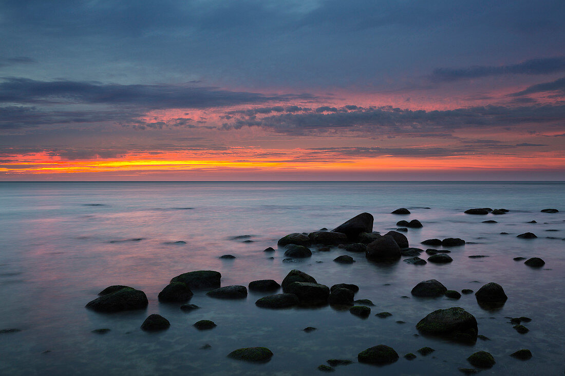 Morning mood on the beach, Sellin, Ruegen, Baltic Sea, Mecklenburg-Western Pomerania, Germany