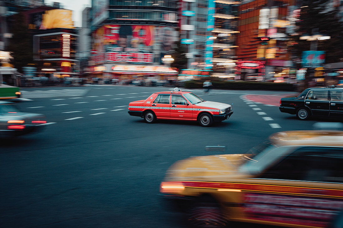 Taxi in Shibuya, Tokyo, Japan