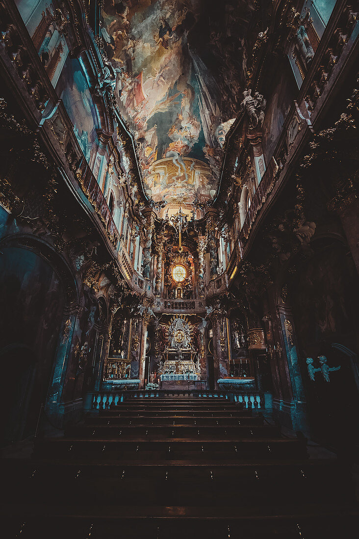 Interior shot of the Asamkirche, Munich, Germany
