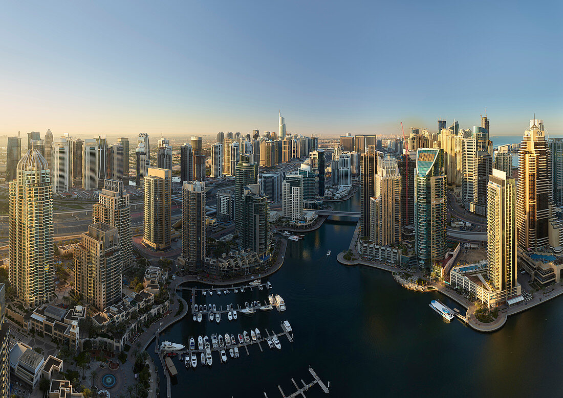 Blick über die Dubai Marina, Dubai, Vereinigte Arabische Emirate