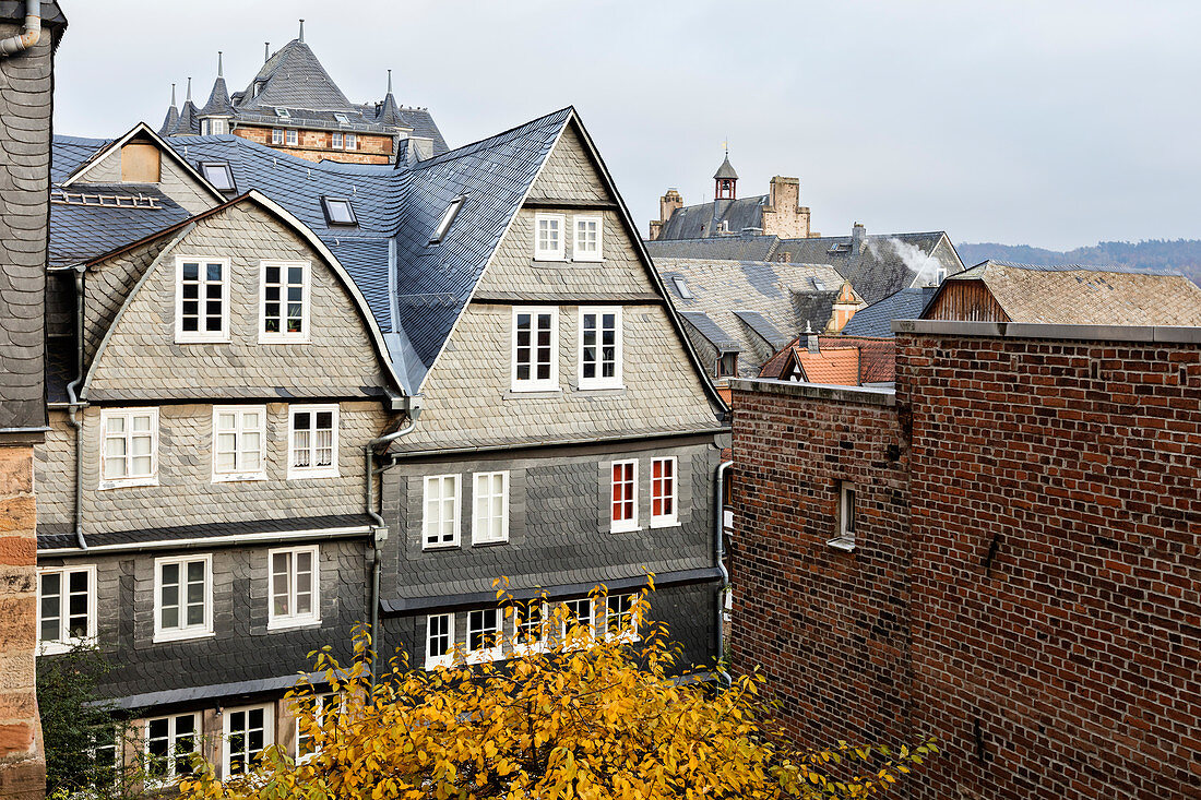 Slate facade, old town, Marburg, Hesse, Germany