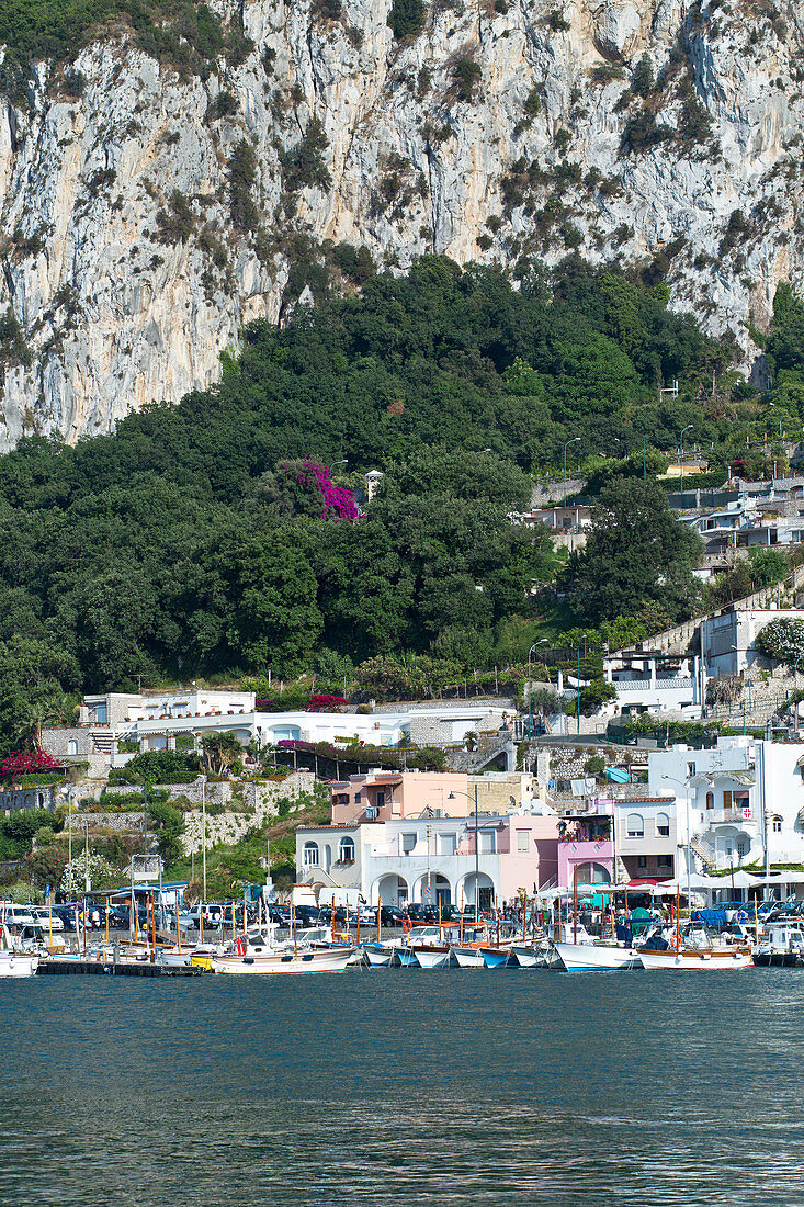 View from the sea at Marina Grande in Capri, Italy 