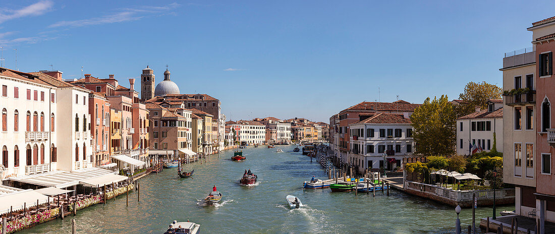 From the Scalzi Bridge the Grand Canal towards San Geremia in Venice, Panorama, Veneto, Italy