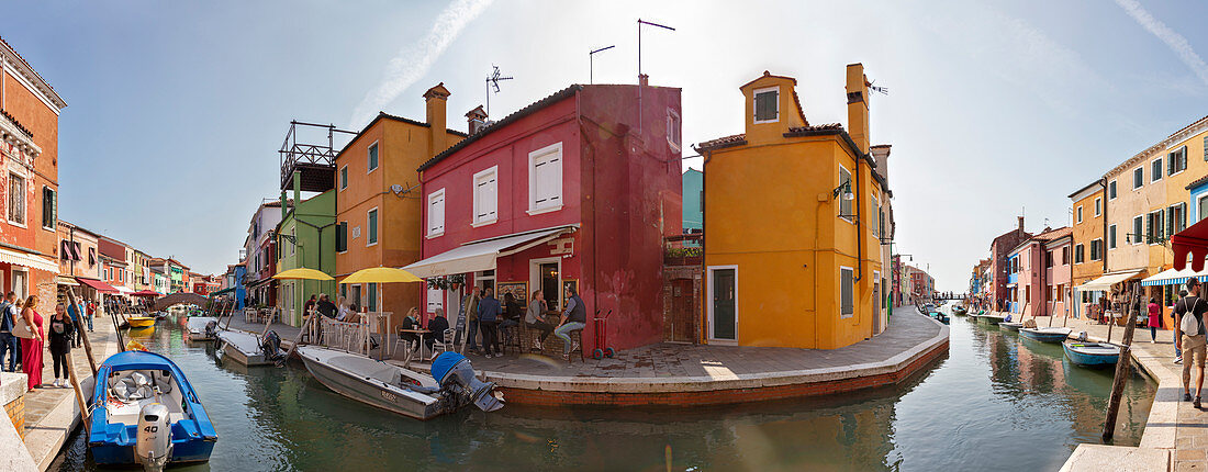 Kanal Fondamenta Pontinello Destro auf Burano in der Lagune von Venedig, Panorama, Venetien, Italien