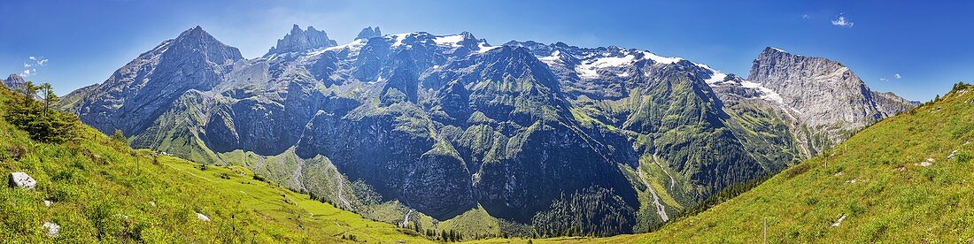 Gross Spannort in the Urner Alps, mountain panorama from the Fürenalp, Stäuber, Engelberg, Switzerland