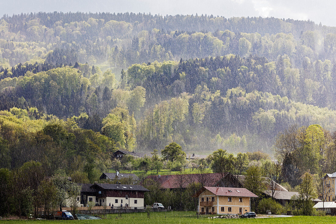 Rain in the sun next to Bad Feilnbach, Bavaria, Germany