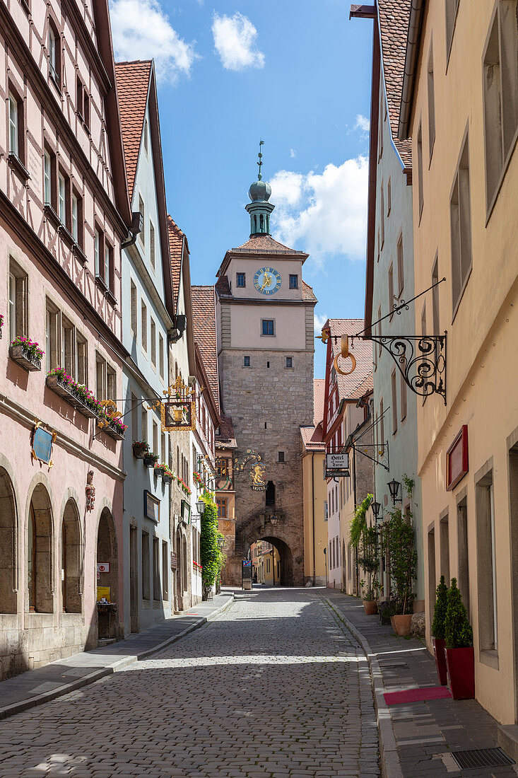Weißer Turm (Stadttor) in Rothenburg ob der Tauber, Mittelfranken, Bayern, Deutschland