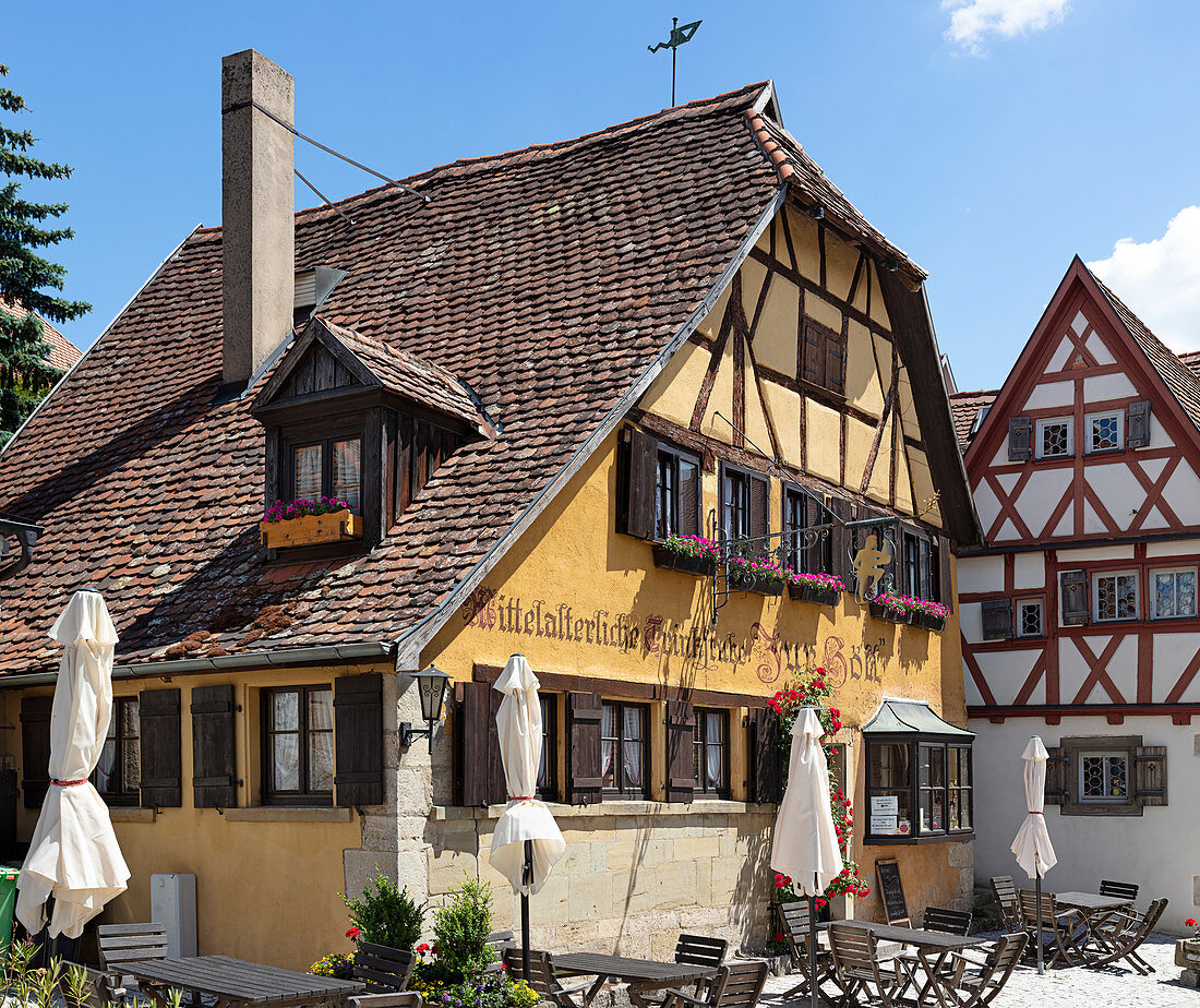 Mittelalterliche Trinkstube zur Höll in Rothenburg ob der Tauber, Mittelfranken, Bayern, Deutschland