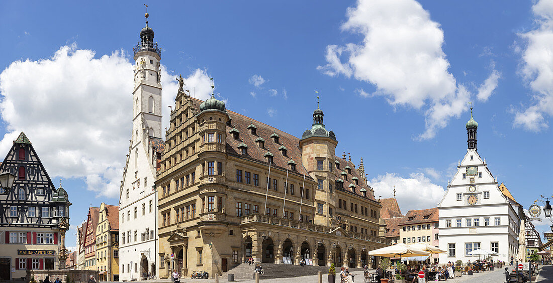 Marktplatz in Rothenburg ob der Tauber, Panorama, Mittelfranken, Bayern, Deutschland