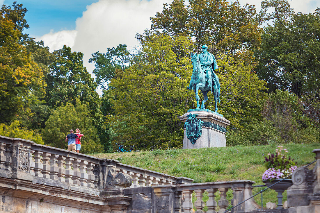 Reiterdenkmal Herzog Ernsts II im Hofgarten in Coburg, Oberfranken, Bayern, Deutschland