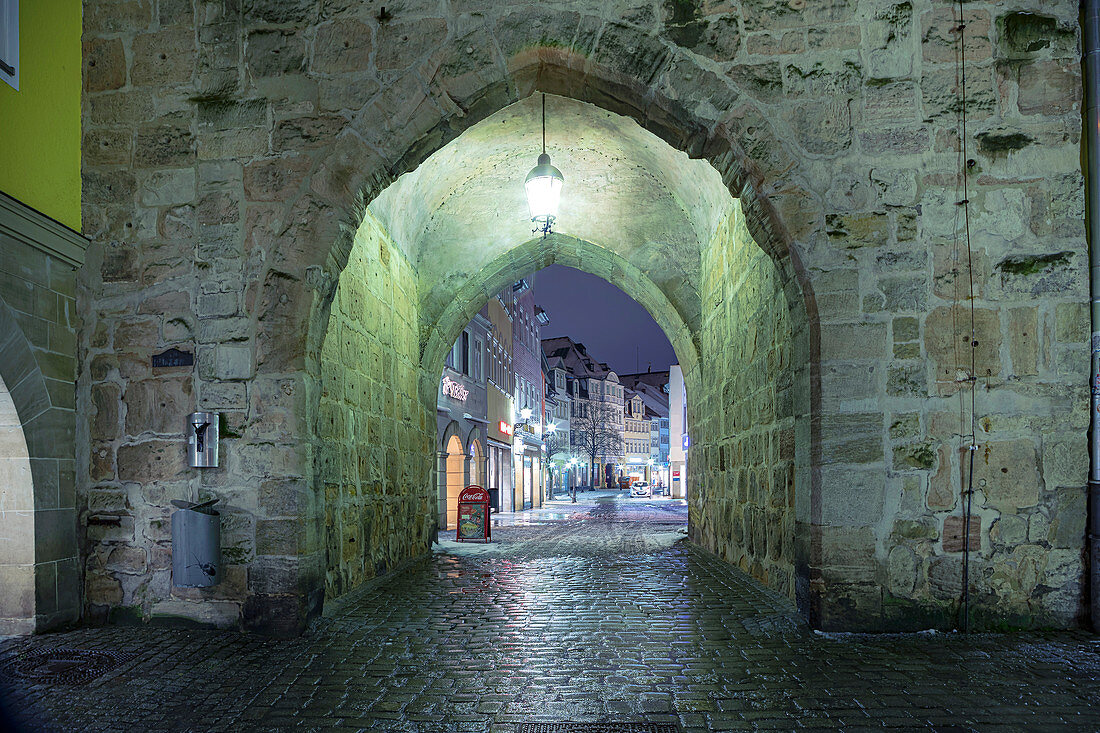 Spitaltor und Spitalgasse in Coburg, Oberfranken, Bayern, Deutschland