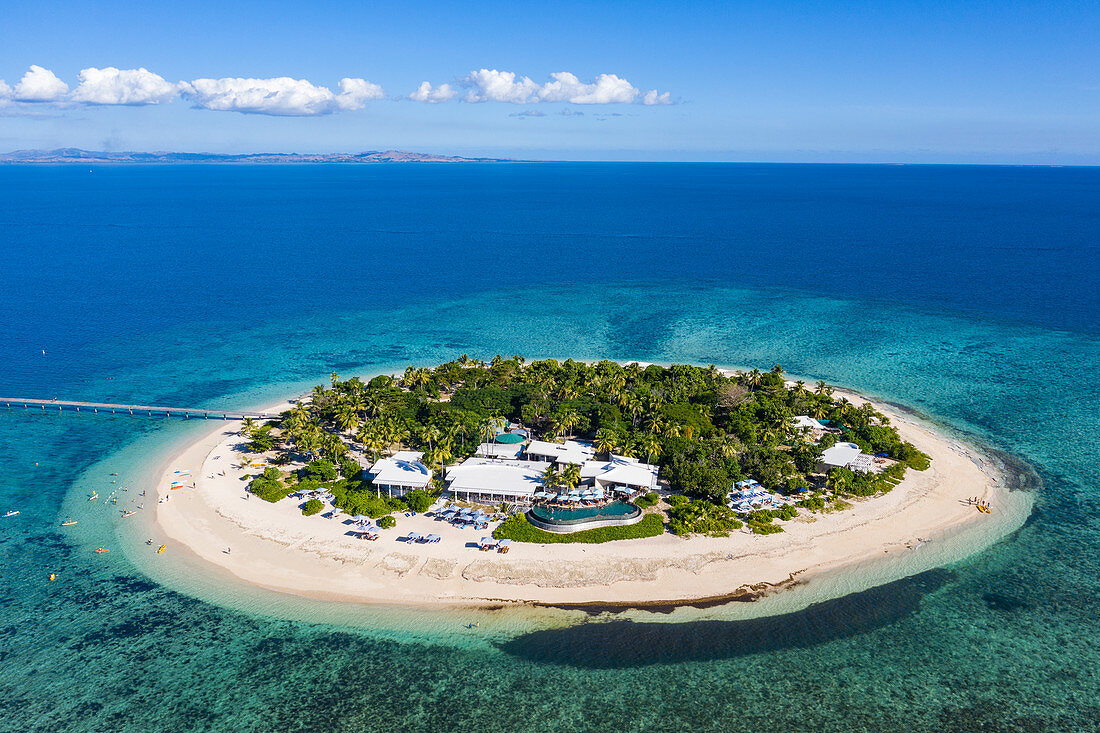Luftaufnahme vom Malamala Island Beach Club, Mala Mala Island, Mamanuca Group, Fidschi-Inseln, Südpazifik