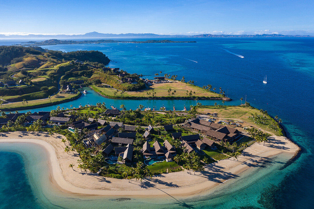 Aerial view from Six Senses Fiji Resort, Malolo Island, Mamanuca Group, Fiji Islands, South Pacific