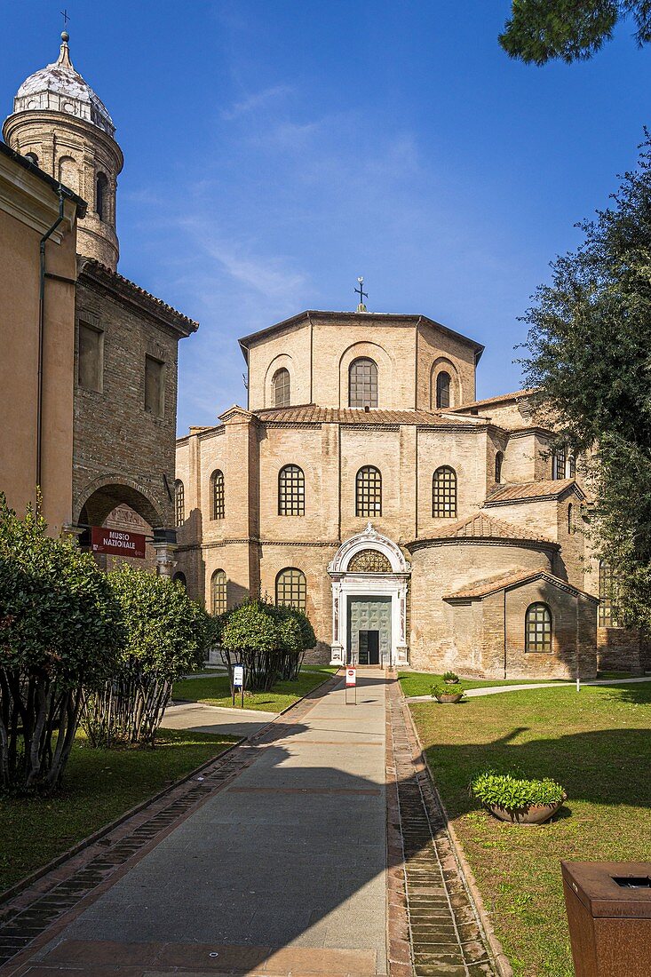 Außenansicht der Basilika San Vitale. Ravenna, Emilia Romagna, Italien, Europa.