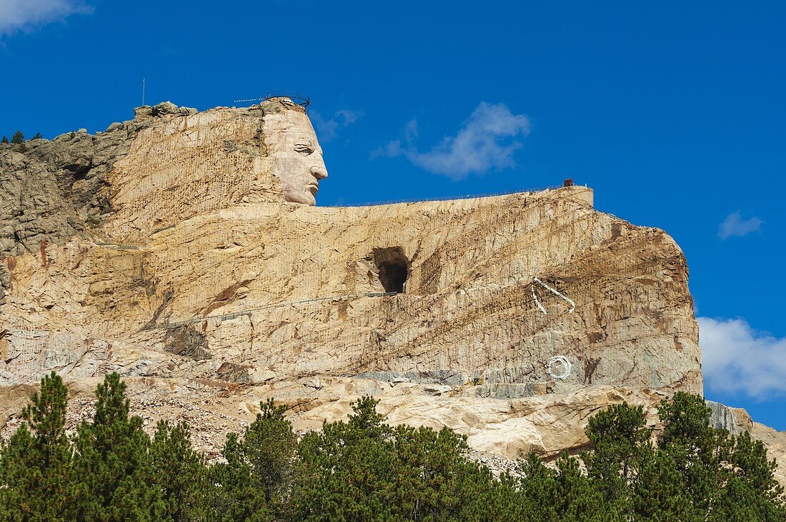 Verrücktes Pferdedenkmal, Black Hills, South Dakota, USA.