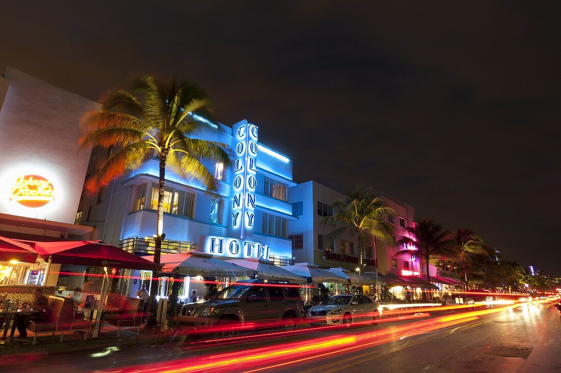 Colony Hotel, Ocean Drive, Südstrand, Miami Beach, Florida, USA.