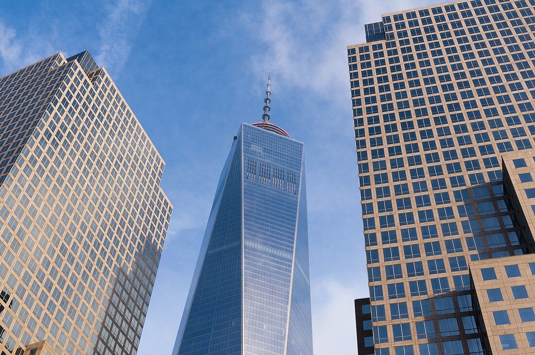 Battery Park City and Freedom Tower, World Trade Center, New York City, USA.