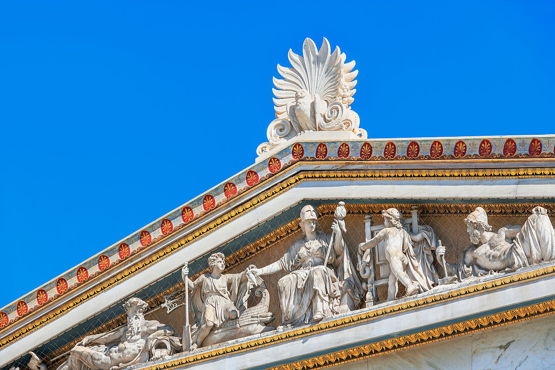 Dach, Detail der Akademie von Athen, Athen, Griechenland, Europa,